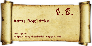 Váry Boglárka névjegykártya